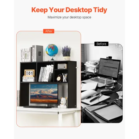Desktop boghylde sort desktop opbevaringsarrangør 1-lags til