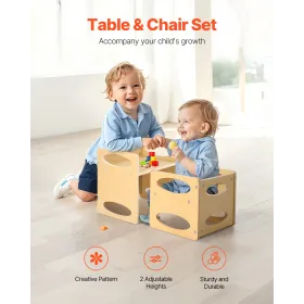 Fravænningstabel og stol sæt Montessori Kids Activity Table og stoltræ