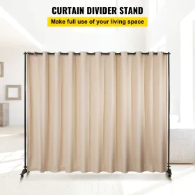 Curtain Divider Stand, 8 x 10 ft, 4 Rolling Wheels Room Divider Kit, Aluminum Alloy Frame, Blackout Curtain & Portable Oxford