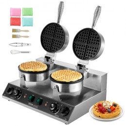 Kommerciel vaffelproducent Dual-Head Round Waffle Iron 2460W Non-Stick