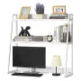 Desktop Bookshelf, 2-Tier Desktop Storage Organizer, 37.4" x 12.6" x 35.4" Office Desk Storage Rack Display Shelf, Desktop Books