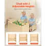 Montessori Weaning Table and Chair Set, Wooden Toddler Table and Chair Set with 2 Chairs, Adjustable Height Montessori Chair and