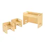 Montessori Weaning Table and Chair Set, Wooden Toddler Table and Chair Set with 2 Chairs, Adjustable Height Montessori Chair and