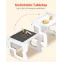 Montessori Weaning Table and Chair Set, 3 In 1 Wooden Toddler Table and Chairs with Chalkboard, Adjustable Height Montessori Tab