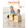 Montessori Weaning Table and Chair Set, 3 In 1 Wooden Toddler Table and Chairs with Chalkboard, Adjustable Height Montessori Tab