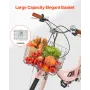 Cruiser Bike, 7-Speed, 26-Inch Pink Beach Cruiser Bike with Large Capacity Basket and Rear Rack, Secure & Sturdy Cruiser Bike wi