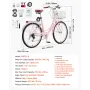 Cruiser Bike, 7-Speed, 26-Inch Pink Beach Cruiser Bike with Large Capacity Basket and Rear Rack, Secure & Sturdy Cruiser Bike wi