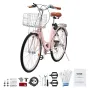 Cruiser Bike, 7-Speed, 26-Inch Pink Beach Cruiser Bike with Large Capacity Basket and Rear Rack, Secure & Sturdy Cruiser Bike wi