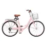 Cruiser Bike, 7-Speed, 26-Inch Pink Beach Cruiser Bike with Large Capacity Basket and Rear Rack, Secure & Sturdy Cruiser Bike wi