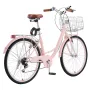 26-tommer cruiser cykel 7-trins lyserød strandcruisercykel med