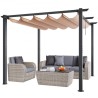 10'x10' Outdoor Retractable Pergola with Sun Shade Canopy Aluminum Beige
