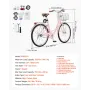 26-tommer cruiser cykel 1-trins lyserød strandcruisercykel med