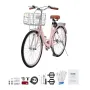 Cruiser Bike, 1-Speed, 26-Inch Pink Beach Cruiser Bike with Large Capacity Basket and Rear Rack, Secure & Sturdy Cruiser Bike wi
