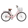 Cruiser Bike, 1-Speed, 26-Inch Pink Beach Cruiser Bike with Large Capacity Basket and Rear Rack, Secure & Sturdy Cruiser Bike wi