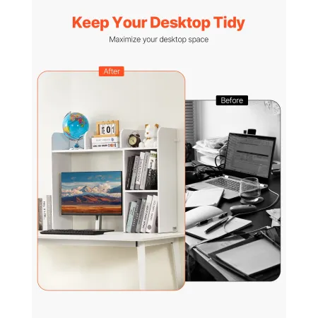 Desktop boghylde hvid desktop opbevaringsarrangør 2-lags til