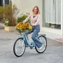 Cruiser Bike, 7-Speed, 24-Inch Light Blue Beach Cruiser Bike with Large Capacity Basket and Rear Rack, Secure & Sturdy Cruiser B