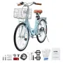 Cruiser Bike, 7-Speed, 24-Inch Light Blue Beach Cruiser Bike with Large Capacity Basket and Rear Rack, Secure & Sturdy Cruiser B