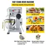 Commercial Stand Mixer, 14.2 L Stainless Steel Bowl, 850W Heavy Duty Electric Food Mixer with 3 Speeds Adjustable 113/184/341 RP