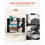 Desktop Bookshelf, 2-Tier Desktop Storage Organizer, 37.2" x 9.5" x 28.9" Office Storage Rack Wood Display Shelf, Desktop Booksh