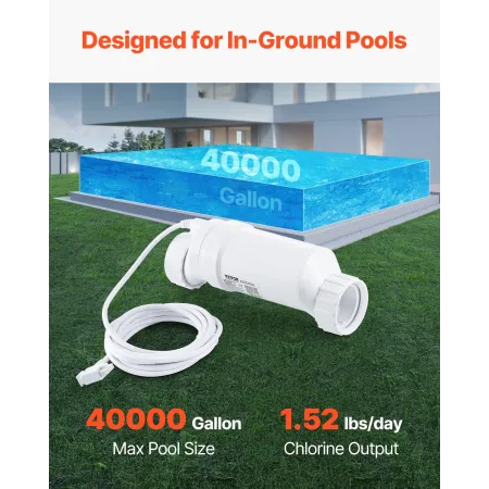 Salt Water Chlorinator System, Pool Chlorination Cell Fits for Hayward W3T-Cell-15 (T15), Pool Cell Salt Water System for In-Gro