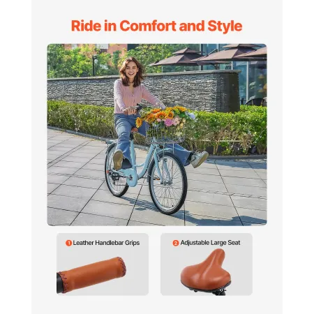 26-tommer cruiser cykel 7-trins lyseblå strandcruisercykel med