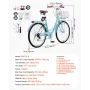 26-tommer cruiser cykel 7-trins lyseblå strandcruisercykel med