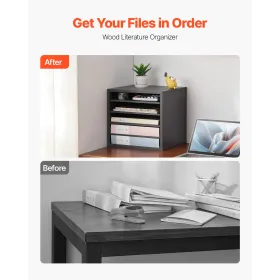 Trælitteraturarrangør 5 rum med justerbare hylder grå