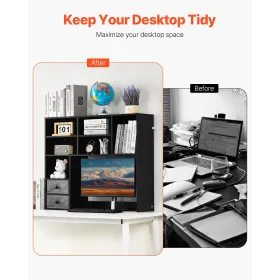 Desktop boghylde sort desktop opbevaringsarrangør 3-lags til