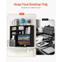 Desktop Bookshelf, 3-Tier Desktop Storage Organizer, 37" x 10" x 31.1" Office Storage Rack Wood Display Shelf, Desktop Bookshelf