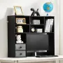 Desktop Bookshelf, 3-Tier Desktop Storage Organizer, 37" x 10" x 31.1" Office Storage Rack Wood Display Shelf, Desktop Bookshelf
