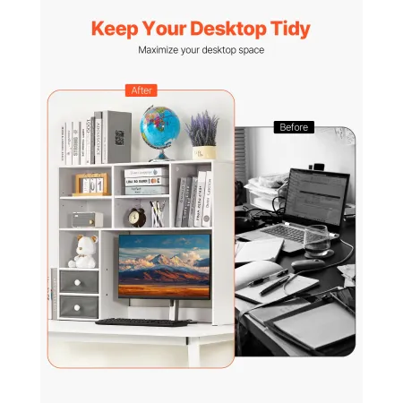 Desktop boghylde hvid desktop opbevaringsarrangør 3-lags til