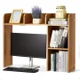 Desktop boghylde Wood Desktop Storage Organizer 2-lags til