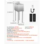 Commercial Ice Bin, 28 L Underbar Ice Bin, 12 x 19 x 37 in Stainless Steel Ice Chest with Sliding Lid, Bottle Holders, Adjustabl