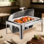 9QT 1 Pack Rectangle Roll Top Chafing Dish sat med 2