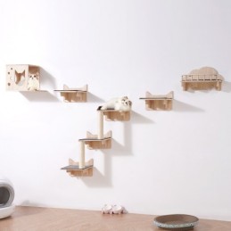 Wall Mounted Cat Shelves Tree with Jumping Boards Nest Furniture Set of 5