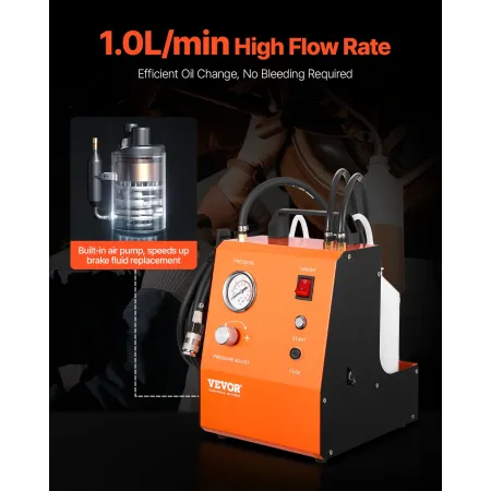 Electric Brake Bleeder Kit, Professional 220V Brake Master Cylinder Bleeder Kit with Pressure Gauge & Built-In Air Pump, Versati