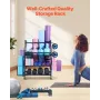 Yoga Mat Storage Rack, Home Gym Workout Equipment Organizer, Powder Coated Finish Steel Yoga Mat Holder with Hooks & Wheels, Wei