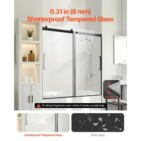 Frameless Sliding Bathtub Door 56-60 in.W x 60 in.H Frameless Shower Door