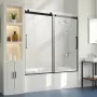 Frameless Sliding Bathtub Door, 56-60 in.W x 60 in.H, Frameless Shower Glass Door, Frameless Double Sliding Tub Door with 5/16 i