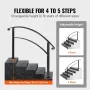 Handrails for Outdoor Steps, Fit 1 or 5 Steps Outdoor Stair Railing, Black Wrought Iron Handrail, Flexible Front Porch Hand Rail