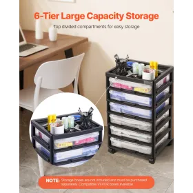 ook Rolling Storage Cart 6-Tier Large Capacity with Organizer Top Black