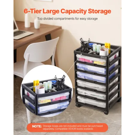 OOK ROLLING OPBEVARING CART 6-lags stor kapacitet med arrangør