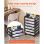 Scrapbook Rolling Storage Cart, 6-Tier Large Capacity with Organizer Top, Black Frame with 4 Removable Wheels, PP Material Cart 