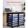 Scrapbook Rolling Storage Cart, 6-Tier Large Capacity with Organizer Top, Black Frame with 4 Removable Wheels, PP Material Cart 