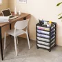 Scrapbook Rolling Storage Cart, 6-Tier Large Capacity with Organizer Top, Black Frame with 4 Removable Wheels, PP Material Cart 