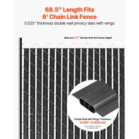 Chain Link Fence Privacy Slats Double-Wall with Wings for 6' High Fence