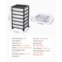 Scrapbook Rolling Storage Cart, 6-Tier Large Capacity with Organizer Top, Black Frame with 6 Clear Cases and 4 Removable Wheels,