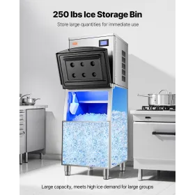 Kommerciel isproducentopbevaringsbakke 250 kg kapacitet Rustfrit stål isbakke