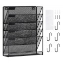 Filvægstativ Mesh Wall File Holder 1-stykke 6 Lommer til kontor/skole