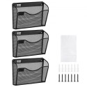 File Wall Rack Mesh Wall File Holder 3-Piece 1 Pocket for Office & School